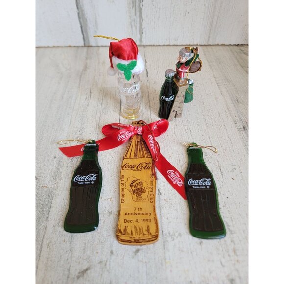 Coca-Cola green bottle elf helper variety ornament set Coke vintage - Picture 1 of 8